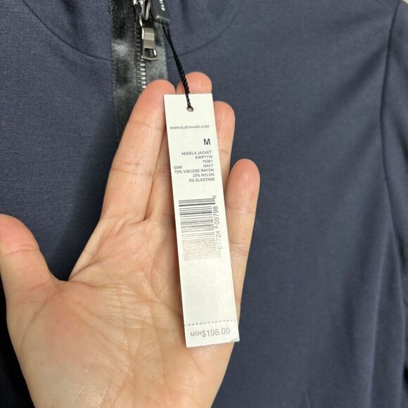 Elie Tahari Full Zip Blazer Navy Color Pockets Angela Jacket Size Medium NWT - Picture 2 of 7